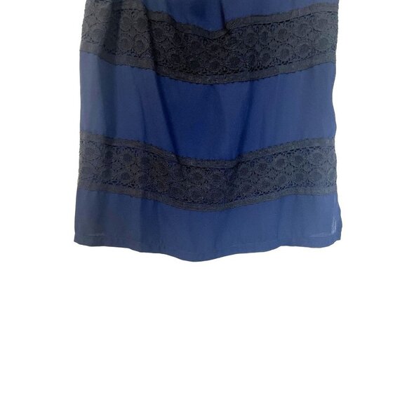 Loft Sleeveless Navy Blue & Black Lace Blouse M - Picture 3 of 7